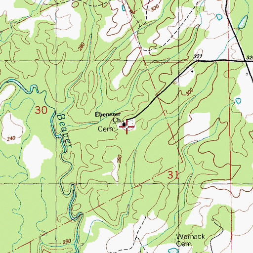 Topographic Map of Ebenezer Cemetery, MS