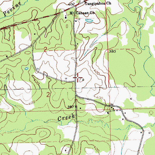Topographic Map of Everett Cemetery, MS