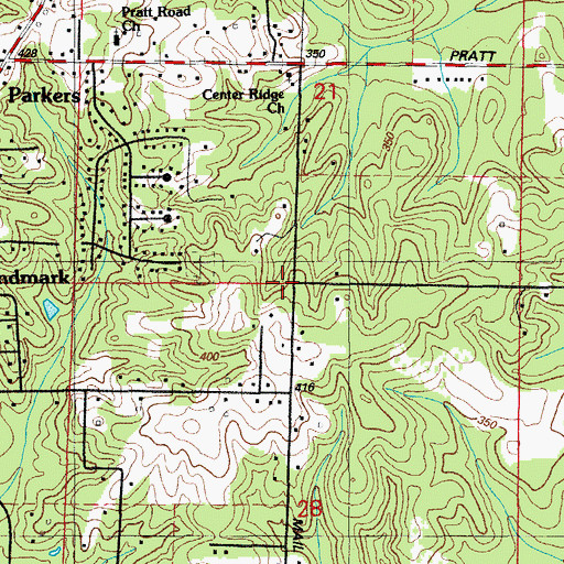 Topographic Map of Sandy Ridge School (historical), AR