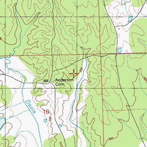 Topographic Map of Fred Anderson Cemetery, MS