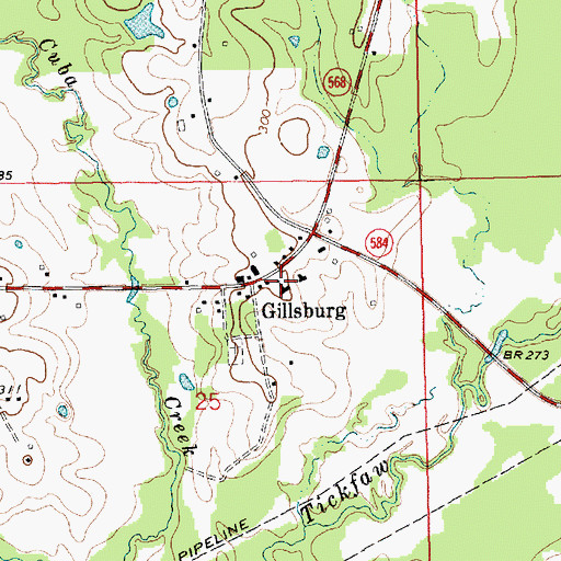 Topographic Map of Gillsburg Baptist Church, MS