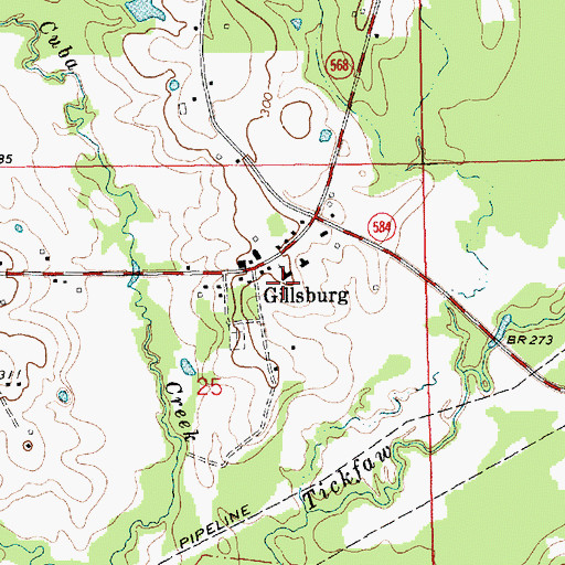 Topographic Map of Gillsburg Cemetery, MS