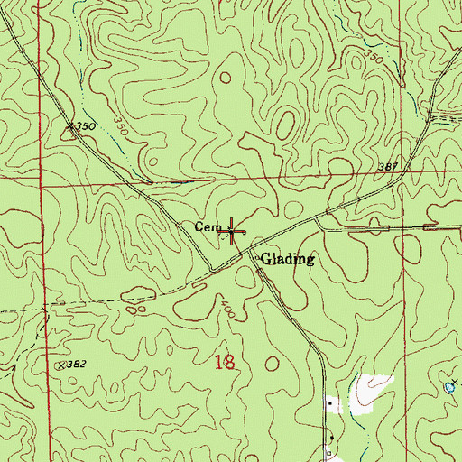 Topographic Map of Glading Baptist Church, MS