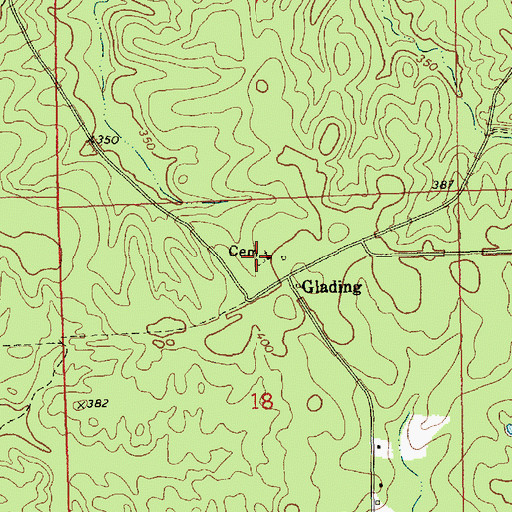 Topographic Map of Glading Cemetery, MS