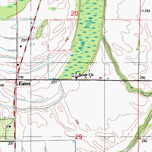 Topographic Map of Scott Church, AR
