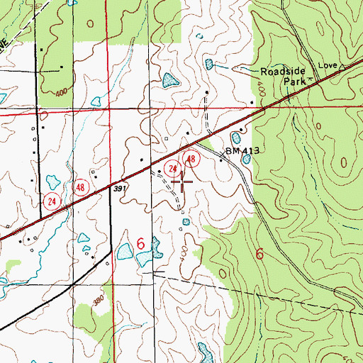 Topographic Map of Hamilton Cemetery, MS