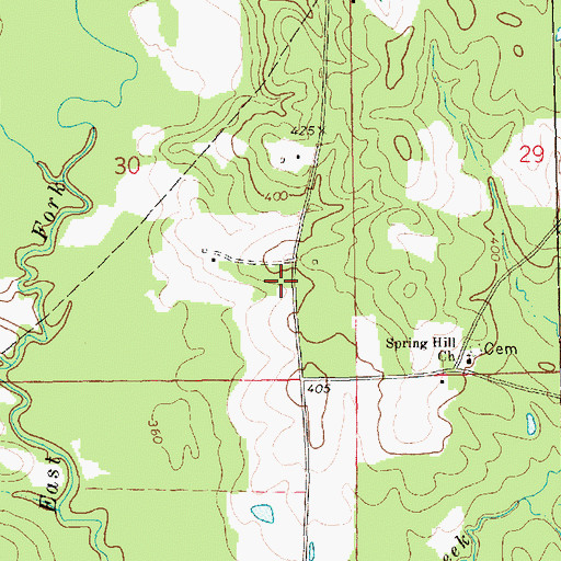 Topographic Map of Hampton Burris Cemetery, MS