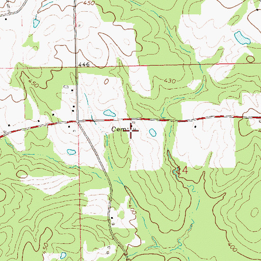 Topographic Map of Harrell-Kirkland Cemetery, MS