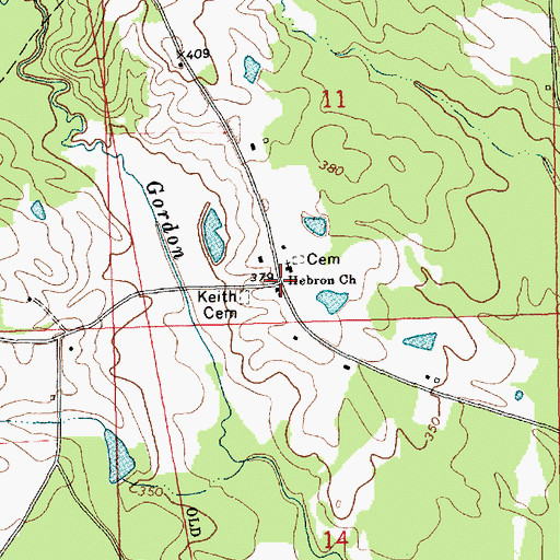 Topographic Map of Hebron, MS