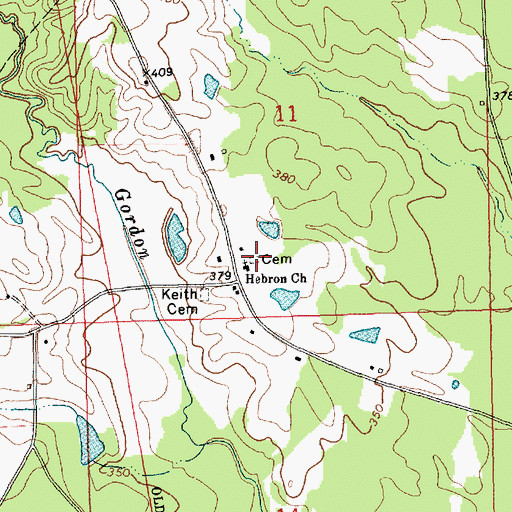 Topographic Map of Hebron Cemetery, MS