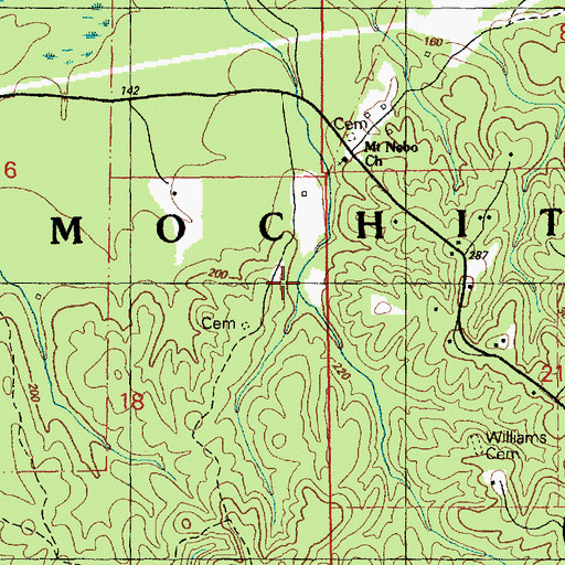 Topographic Map of Huff Cemetery, MS