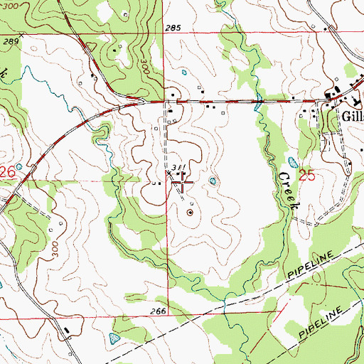 Topographic Map of Hughes-Lawson Cemetery, MS