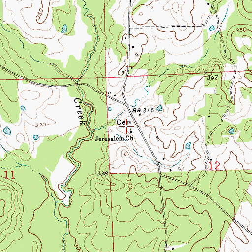 Topographic Map of Jerusalem Cemetery, MS