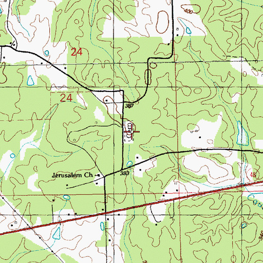 Topographic Map of Jerusalem Cemetery, MS