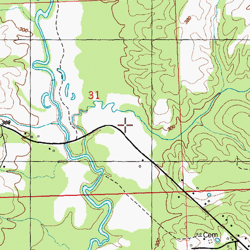 Topographic Map of Jones Cemetery, MS