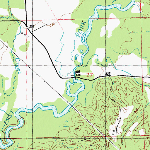 Topographic Map of Lindsey Bridge, MS