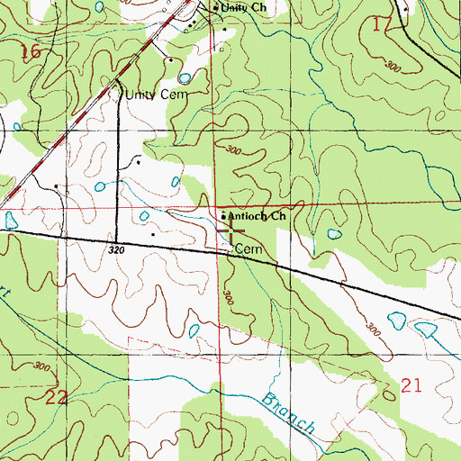 Topographic Map of Little Antioch Cemetery, MS