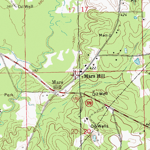 Topographic Map of Mars Hill Cemetery, MS