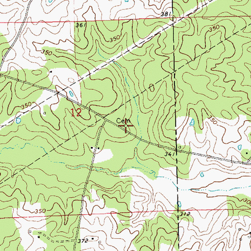 Topographic Map of McDaniel-McElveen Cemetery, MS
