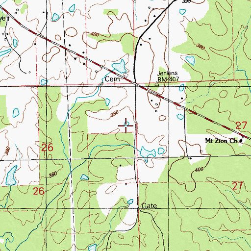 Topographic Map of Morgan Cemetery, MS