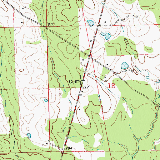 Topographic Map of Morgan-Gordon Cemetery, MS