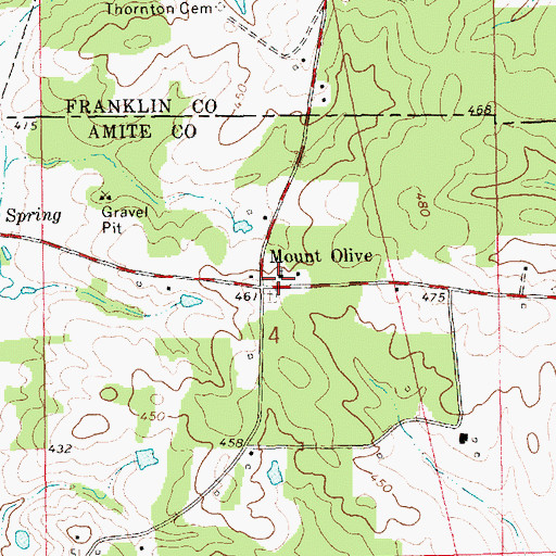 Topographic Map of Mount Olive Baptist Church, MS