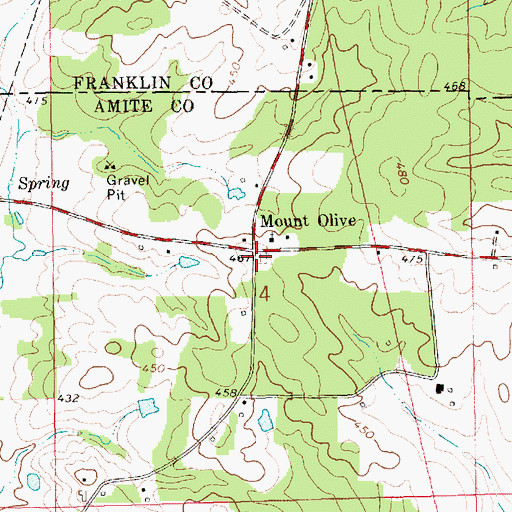Topographic Map of Mount Olive Cemetery, MS