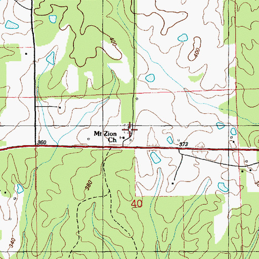 Topographic Map of Mount Zion Cemetery, MS
