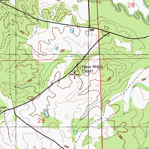 Topographic Map of New Hope Church (historical), MS