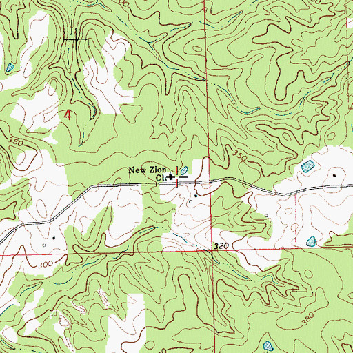Topographic Map of New Zion Cemetery, MS