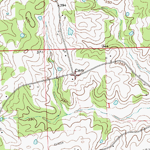Topographic Map of Prescott Cemetery, MS