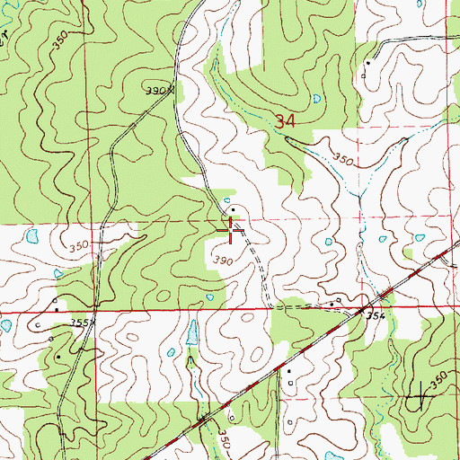 Topographic Map of Riceville School (historical), MS