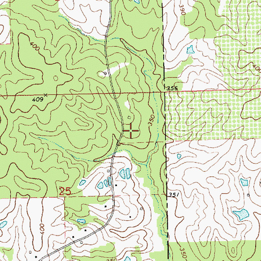 Topographic Map of Roberts Cemetery, MS