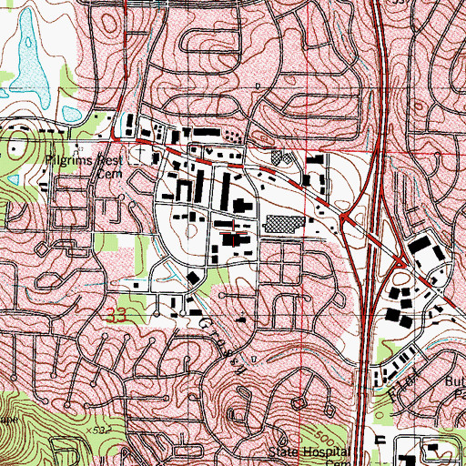 Topographic Map of Shackleford Plaza Shopping Center, AR