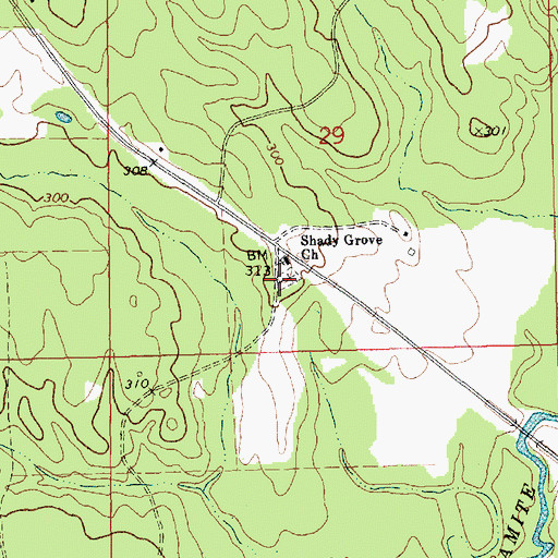 Topographic Map of Shady Grove Cemetery, MS