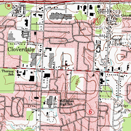 Topographic Map of Shelly Shopping Center, AR