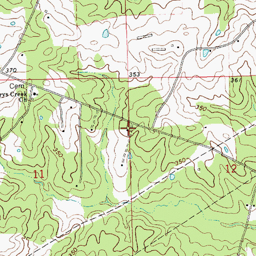 Topographic Map of Simpson-Raborn Cemetery, MS