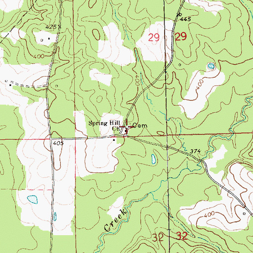 Topographic Map of Spring Hill Cemetery, MS