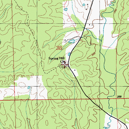 Topographic Map of Spring Hill Cemetery, MS