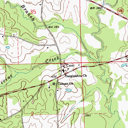 Topographic Map of Tangipahoa Cemetery, MS