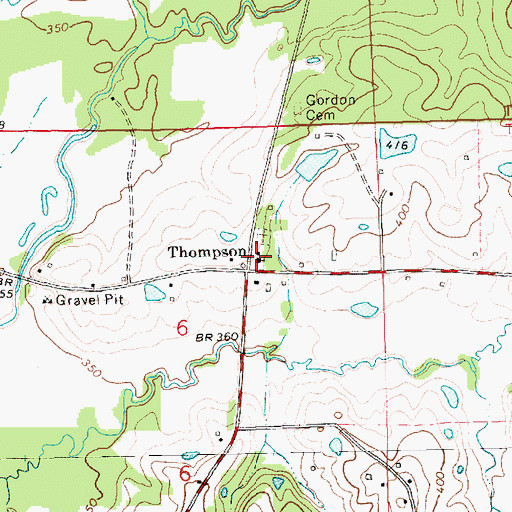 Topographic Map of Thompson Baptist Church, MS