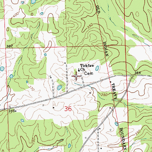 Topographic Map of Tickfaw Cemetery, MS