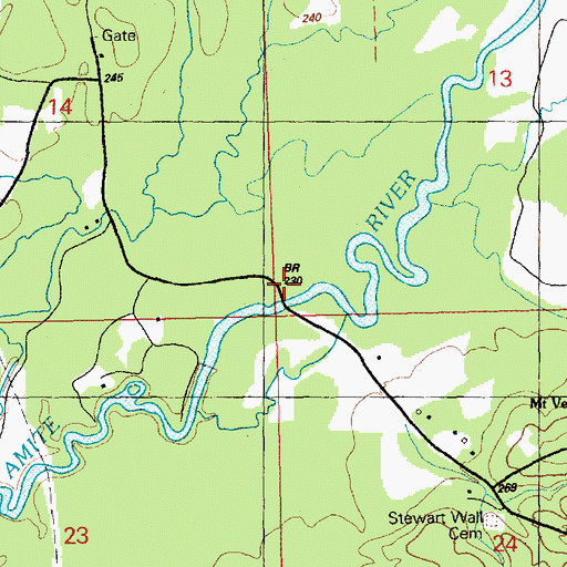 Topographic Map of Waller Bridge, MS