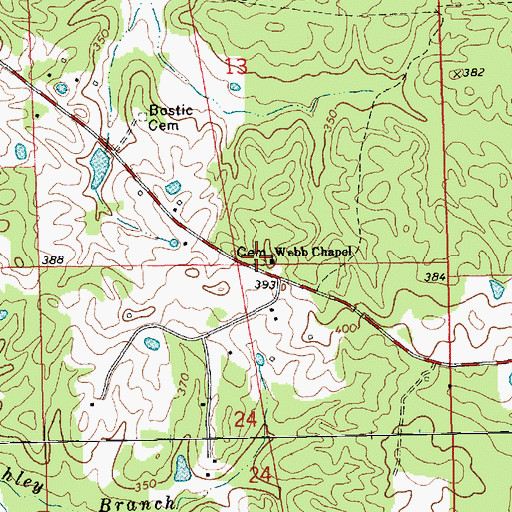 Topographic Map of Webb Chapel Cemetery, MS
