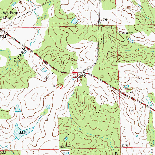 Topographic Map of Wilson Cemetery, MS
