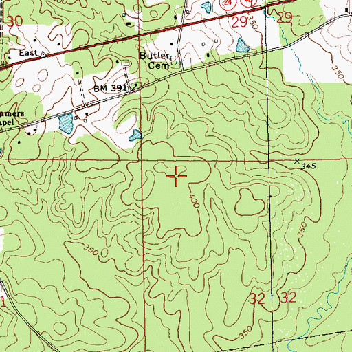Topographic Map of Young-Garner Cemetery, MS