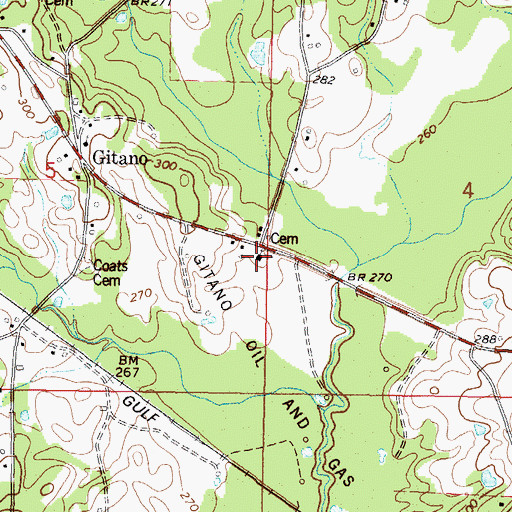 Topographic Map of Antioch Baptist Church, MS