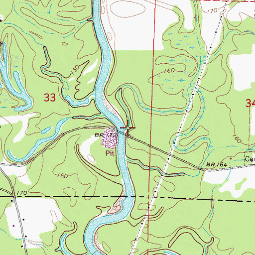 Topographic Map of Baylss Branch, MS