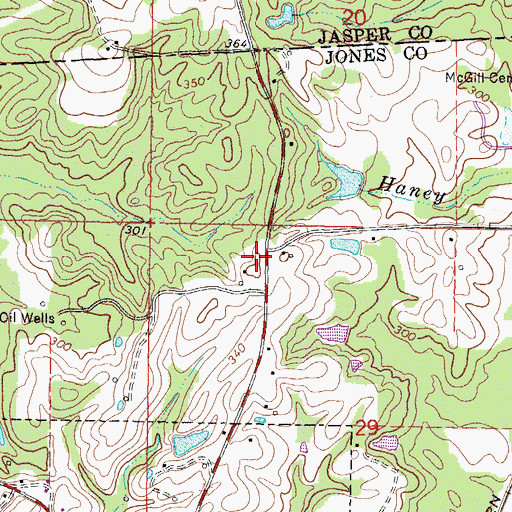 Topographic Map of Bonner Store (historical), MS