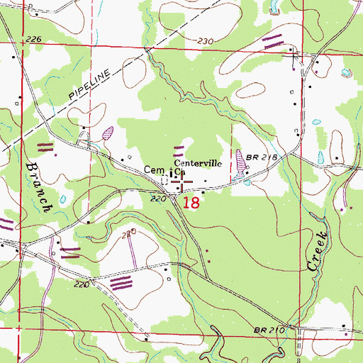 Topographic Map of Centerville School (historical), MS
